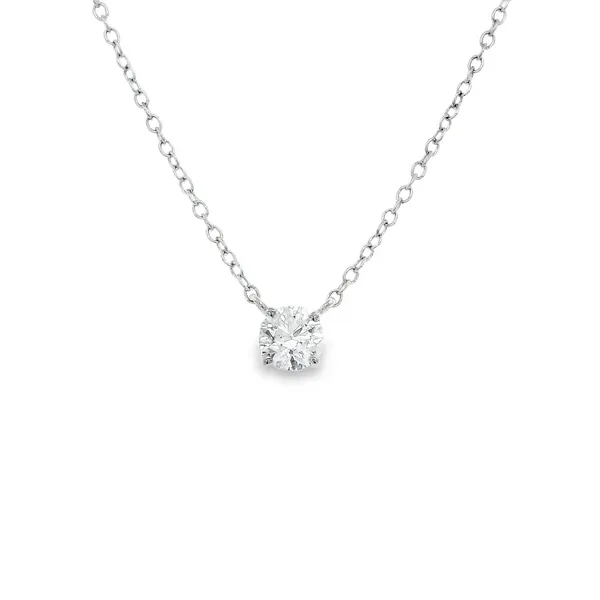 14K White Gold Diamond Solitaire Necklace S&E Jewelers Depew, NY
