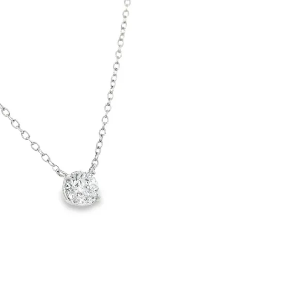 14K White Gold 0.73ct Diamond Solitaire Necklace Image 2 S&E Jewelers Depew, NY