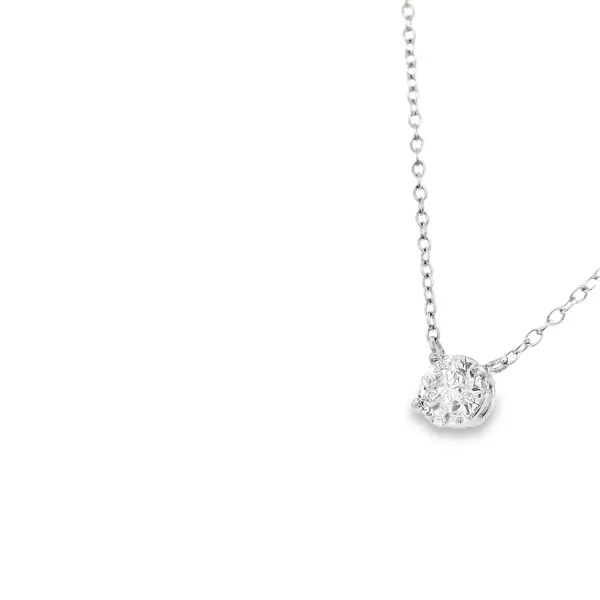 14K White Gold 0.73ct Diamond Solitaire Necklace Image 3 S&E Jewelers Depew, NY