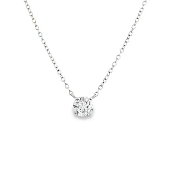 14K White Gold 0.73ct Diamond Solitaire Necklace S&E Jewelers Depew, NY