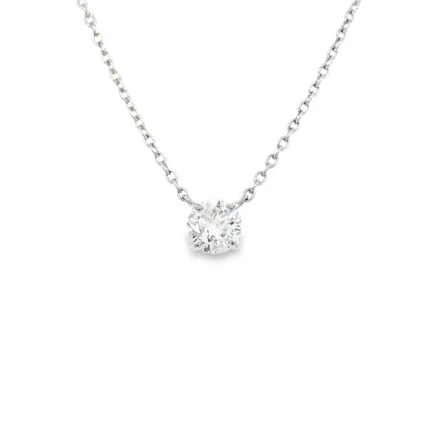 14K White Gold 1.00ct Diamond Solitaire Necklace S&E Jewelers Depew, NY