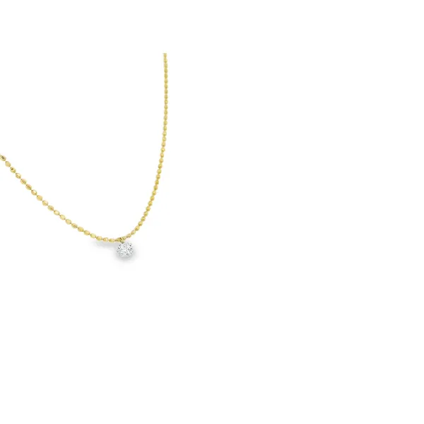 14K Yellow Gold Single Stone Dash Diamond Necklace Image 2 S&E Jewelers Depew, NY
