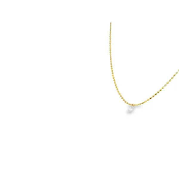 14K Yellow Gold Single Stone Dash Diamond Necklace Image 3 S&E Jewelers Depew, NY