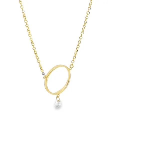 14K Yellow Gold Dash Diamond Circle Necklace Image 2 S&E Jewelers Depew, NY