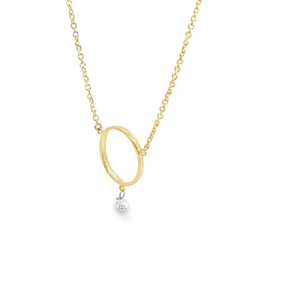 14K Yellow Gold Dash Diamond Circle Necklace Image 3 S&E Jewelers Depew, NY