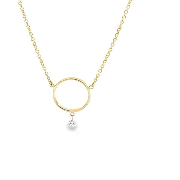 14K Yellow Gold Dash Diamond Circle Necklace S&E Jewelers Depew, NY