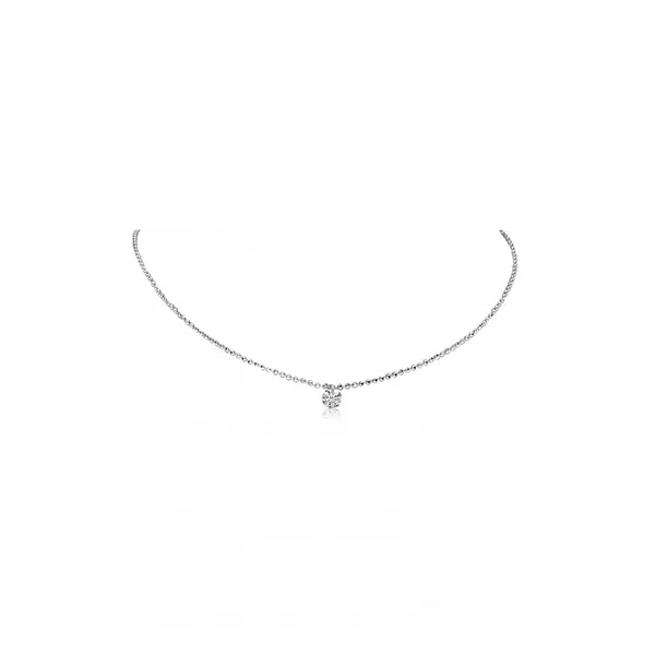 14K White Gold Single Stone Dash Diamond Necklace S&E Jewelers Depew, NY