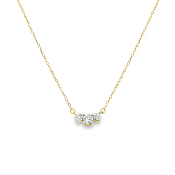 10K Yellow Gold Three Stone Diamond Necklace S&E Jewelers Depew, NY