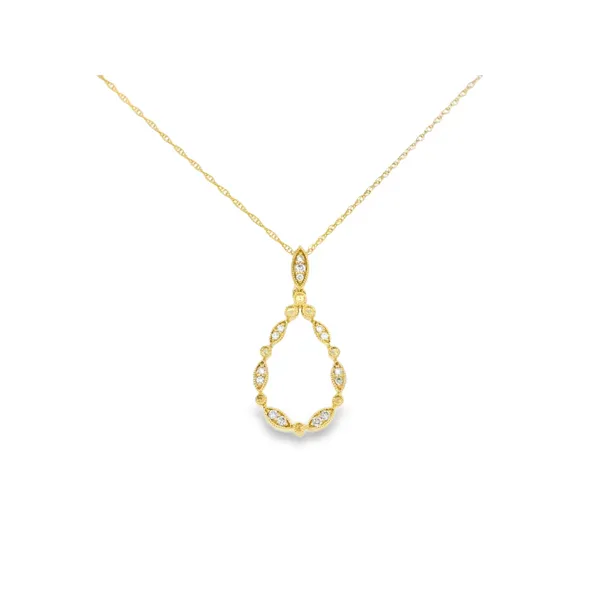 14K Yellow Gold Diamond Pear Shape Necklace S&E Jewelers Depew, NY
