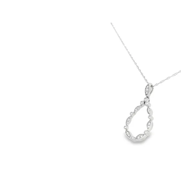 14K White Gold Diamond Pear Shape Necklace Image 3 S&E Jewelers Depew, NY