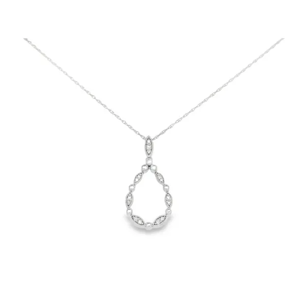 14K White Gold Diamond Pear Shape Necklace S&E Jewelers Depew, NY