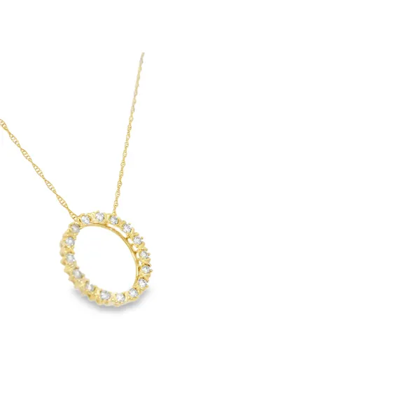 14Kt Yellow Diamond Circle Necklace Image 2 S&E Jewelers Depew, NY