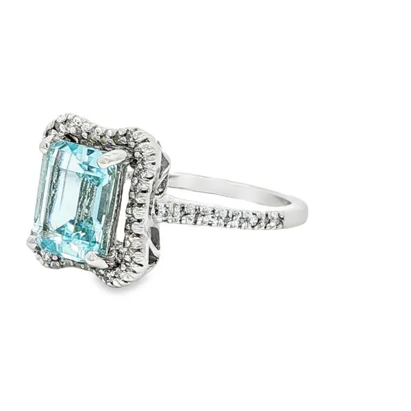 14 Karat White Gold 1.80ctw Rectangular Cushion Aquamarine Fashion Ring Image 2 S&E Jewelers Depew, NY