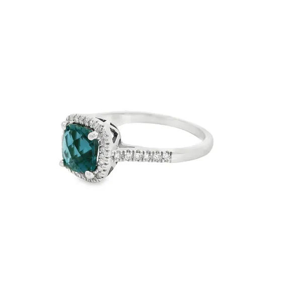 14Kt White Gold 0.96ctw Square Cushion Blue Topaz Fashion Ring Image 3 S&E Jewelers Depew, NY