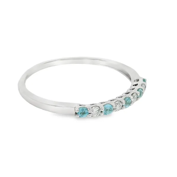 14 Karat White Gold 0.13ctw Round Blue Topaz Fashion Ring Image 2 S&E Jewelers Depew, NY