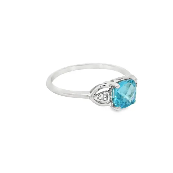 10 Karat White Gold 0.96ctw Square Cushion Blue Topaz Fashion Ring Image 2 S&E Jewelers Depew, NY