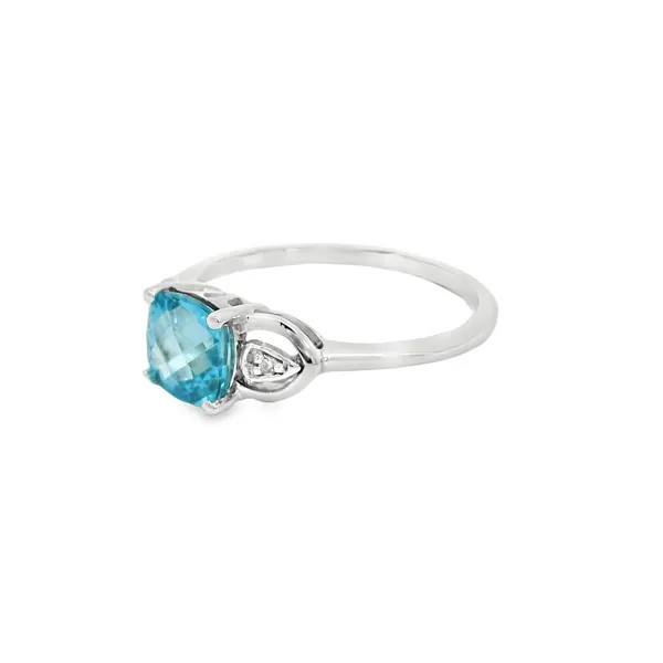 10 Karat White Gold 0.96ctw Square Cushion Blue Topaz Fashion Ring Image 3 S&E Jewelers Depew, NY