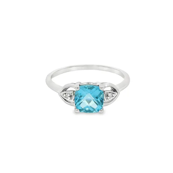10 Karat White Gold 0.96ctw Square Cushion Blue Topaz Fashion Ring S&E Jewelers Depew, NY