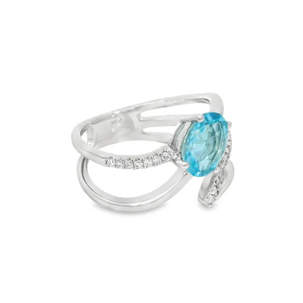 14 Karat White Blue Topaz Fashion Ring Image 2 S&E Jewelers Depew, NY