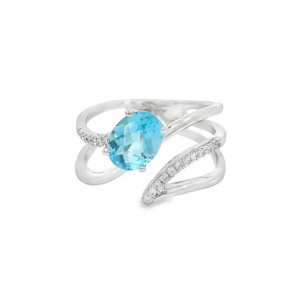 14 Karat White Blue Topaz Fashion Ring S&E Jewelers Depew, NY