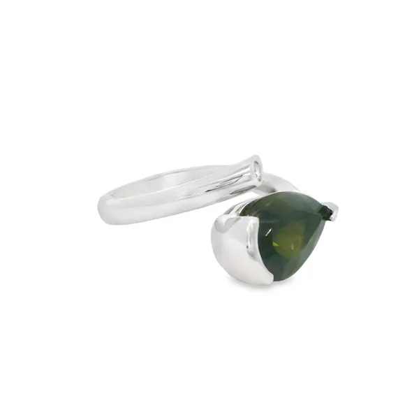 14 Karat White Gold Pear Emerald Fashion Ring Image 2 S&E Jewelers Depew, NY