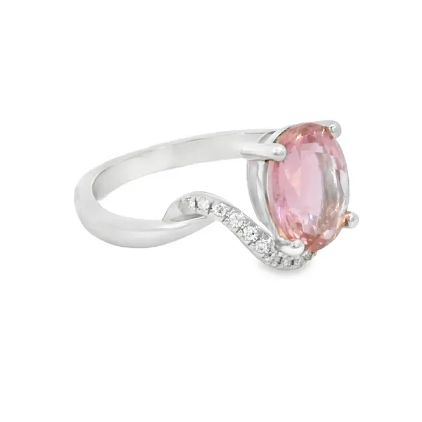 14 Karat White Gold Oval Pink Tourmaline Fashion Ring Image 2 S&E Jewelers Depew, NY