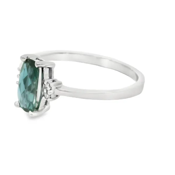 14 Karat White Gold Oval Created Alexandrite Fashion Ring Image 3 S&E Jewelers Depew, NY