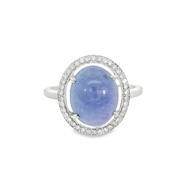 14 Karat White Gold Cabochon Tanzanite Fashion Ring S&E Jewelers Depew, NY