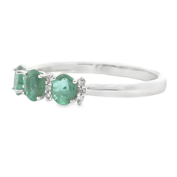 14 Karat White Gold 0.60ctw Round Emeralds Fashion Ring Image 3 S&E Jewelers Depew, NY