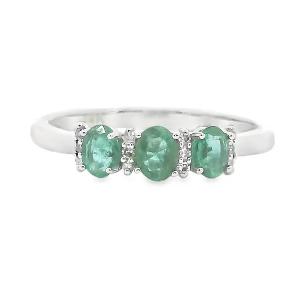 14 Karat White Gold 0.60ctw Round Emeralds Fashion Ring S&E Jewelers Depew, NY