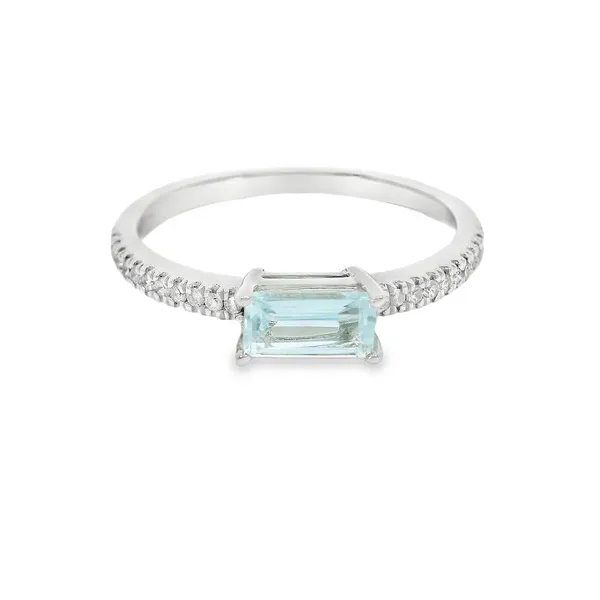 14 Karat White Gold 0.36ctw Square Cushion Aquamarine Fashion Ring S&E Jewelers Depew, NY
