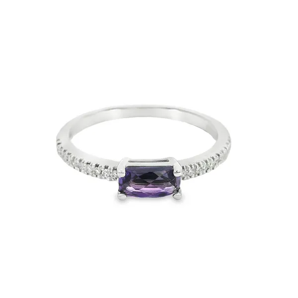 14 Karat White Gold 0.28ctw Rectangular Cushion Amethyst Fashion Ring S&E Jewelers Depew, NY