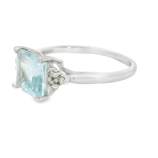 14 Karat White Gold 1.16ctw Square Cushion Aquamarine Fashion Ring Image 3 S&E Jewelers Depew, NY