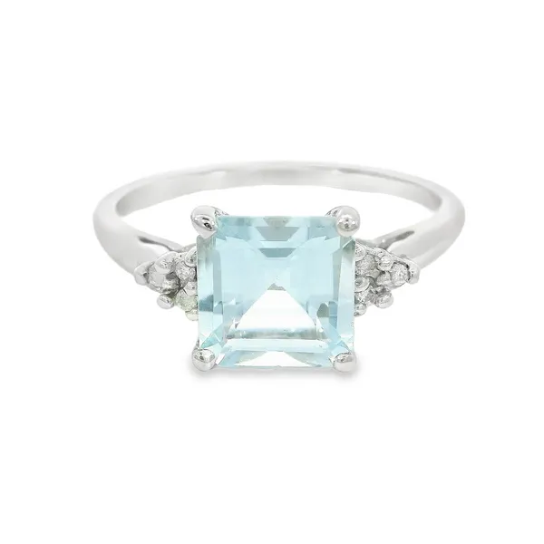 14 Karat White Gold 1.16ctw Square Cushion Aquamarine Fashion Ring S&E Jewelers Depew, NY