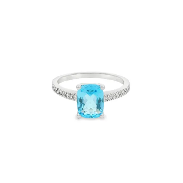 10 Karat White Gold 1.36ctw Rectangular Cushion Blue Topaz Fashion Ring S&E Jewelers Depew, NY