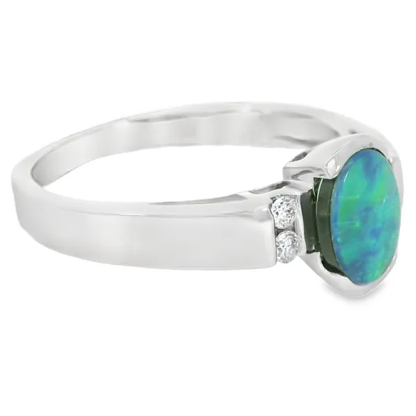 14 Karat White Gold Opal Doublet Fashion Ring Image 2 S&E Jewelers Depew, NY
