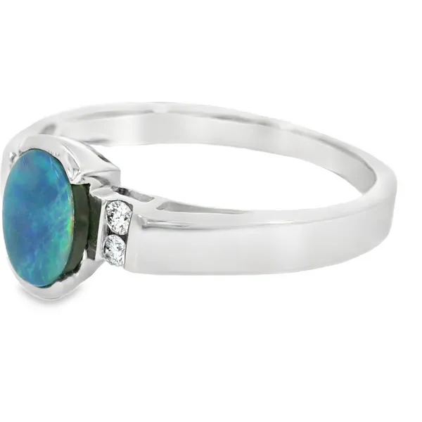 14 Karat White Gold Opal Doublet Fashion Ring Image 3 S&E Jewelers Depew, NY