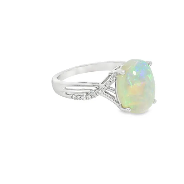 14 Karat White Gold Opal Fashion Ring Image 2 S&E Jewelers Depew, NY