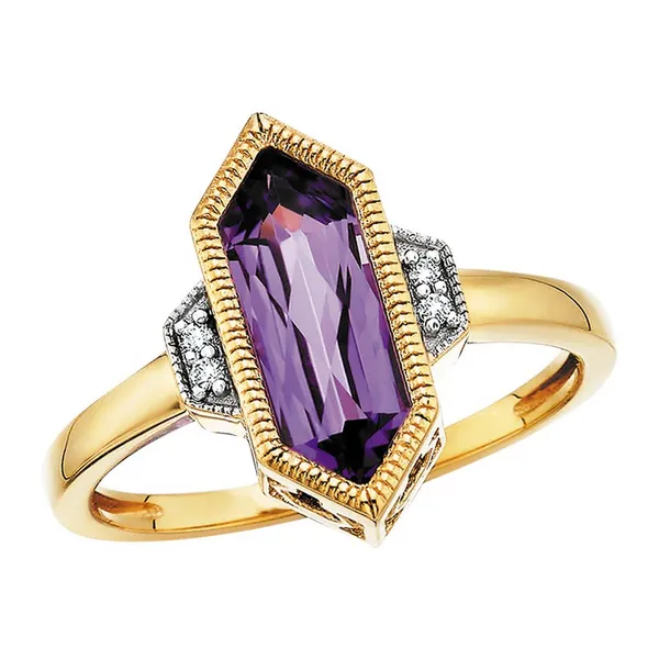 10Kt Yellow Gold Amethyst and Diamond Ring S&E Jewelers Depew, NY
