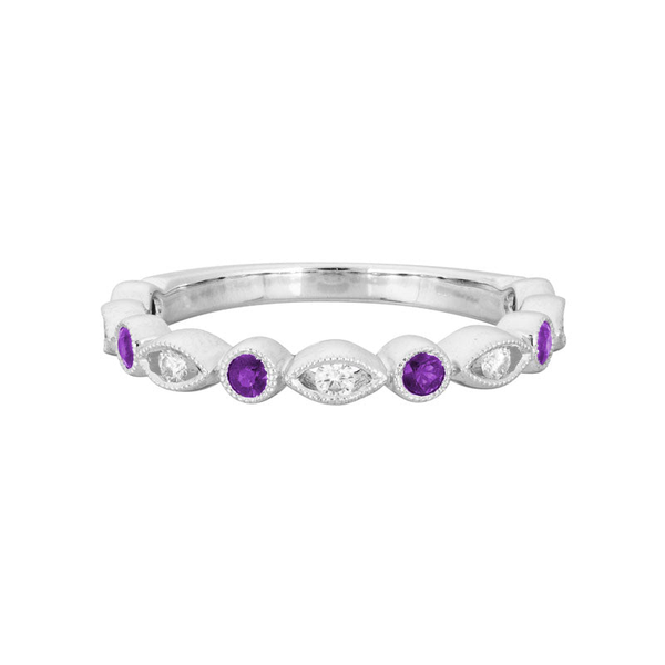14Kt White Gold Amethyst Diamond Fashion Ring S&E Jewelers Depew, NY