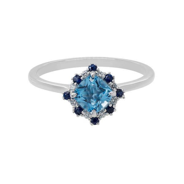 14Kt White Gold Blue Topaz Sapphire Diamond Ring S&E Jewelers Depew, NY