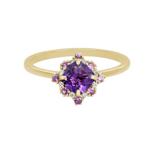 14Kt Yellow Gold Amethyst Pink Sapphire Diamond Ring S&E Jewelers Depew, NY