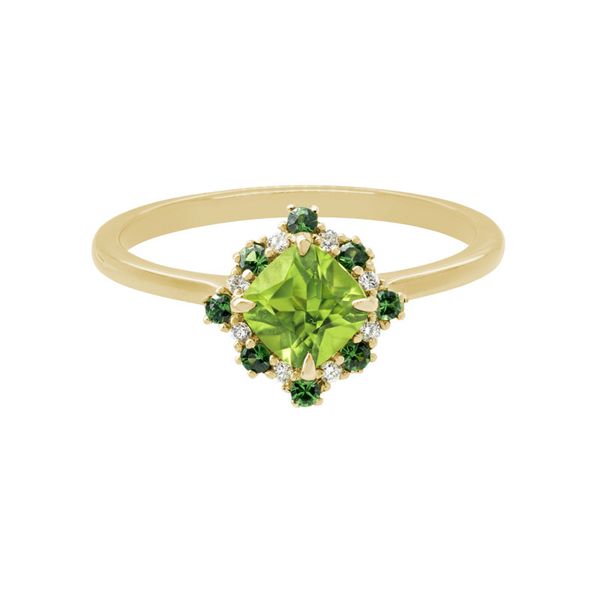 14Kt White Gold Peridot Garnet Diamond Ring S&E Jewelers Depew, NY