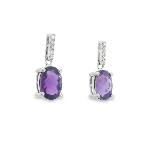 14Kt White Amethyst & Diamond Earrings Image 2 S&E Jewelers Depew, NY