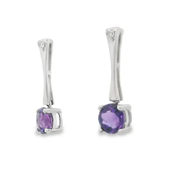 14Kt White Amethyst & Diamond Earrings Image 3 S&E Jewelers Depew, NY