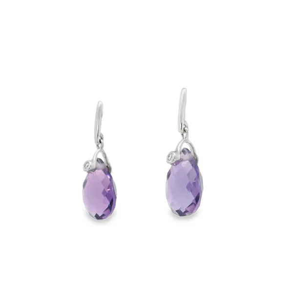 14Kt White Amethyst & Diamond Earrings Image 3 S&E Jewelers Depew, NY