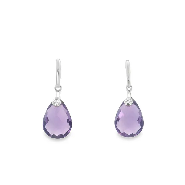 14Kt White Amethyst & Diamond Earrings S&E Jewelers Depew, NY