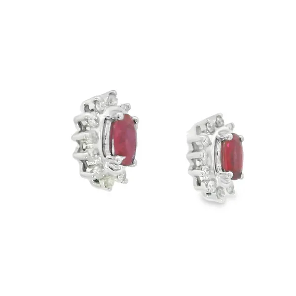 14Kt White Gold Ruby and Diamond Earrings Image 2 S&E Jewelers Depew, NY