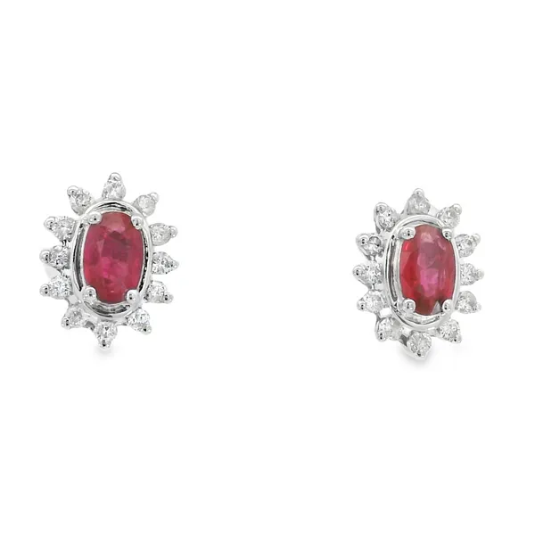 14Kt White Gold Ruby and Diamond Earrings S&E Jewelers Depew, NY