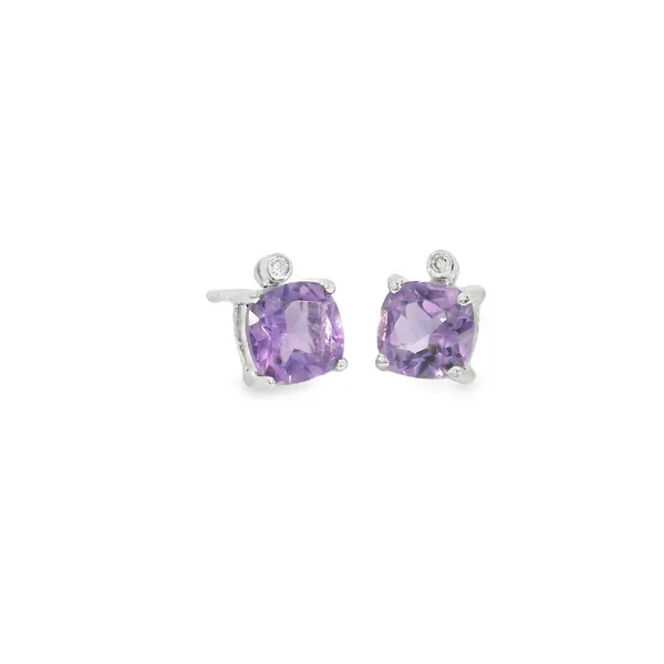 10Kt White Gold Amethyst and Diamond Earrings S&E Jewelers Depew, NY